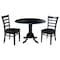 International Concepts 42 in. Dual Drop Leaf Table with 2 Ladder Back Dining Chairs - 3 Piece Dining Set K46-42DP-C617P - alternate 1